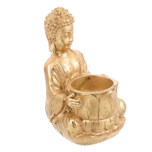 GLEAVI Resin Buddha Teelichthalter aus Robustem Harz Dekorativer Kerzenständer mit Stabilem Flachboden Stilvolle Tischdekoration für Wohnzimmer Zen Garten und Entspannte Atmosphäre von GLEAVI