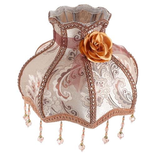 GLEAVI Retro Lampenschirm aus Stoff für Stehlampe Vintage Lampenschirm mit Spitze und Perlen Warmes Licht Schlafzimmer Büro von GLEAVI
