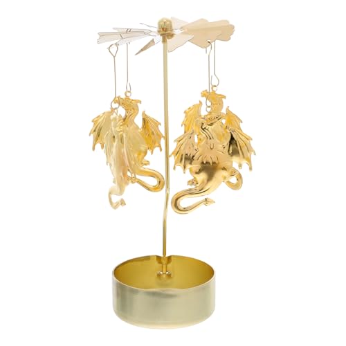 GLEAVI Rotierender Metall-kerzenhalter mit Drachenmotiv Karussell-teelichthalter für Valentinstag Dekoratives Windlicht Drehbar Eleganter Tischschmuck Kreatives für Zuhause und Feier von GLEAVI