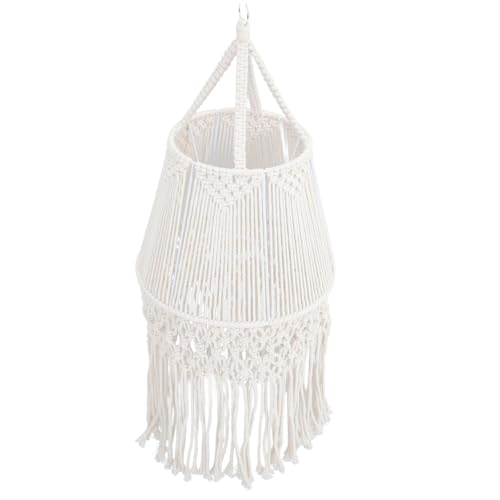 GLEAVI Rustikaler Handgewebter Lampenschirm aus Baumwollseil Boho Hängelampe für Wohnzimmer und Schlafzimmer Wohnaccessoire und Dekorative Beleuchtung von GLEAVI