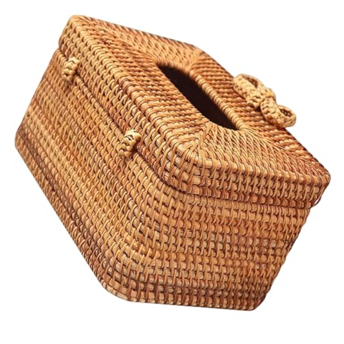 GLEAVI Rustikaler Napkin Box Organizer aus Handgewebtem Eleganter Tissue Holder für Wohnzimmer und Büro Praktische Aufbewahrungsbox für Taschentücher und Servietten von GLEAVI