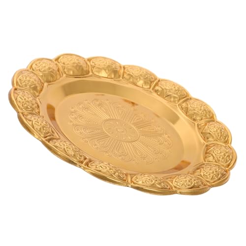 GLEAVI Schmiedeeisen Aufbewahrung platte Schmuck-Arrangement-Tablett Schmuck-Organizer-Fach Schublade Schmuckablage Display-Tablett- Samtschmucktablett Golden von GLEAVI