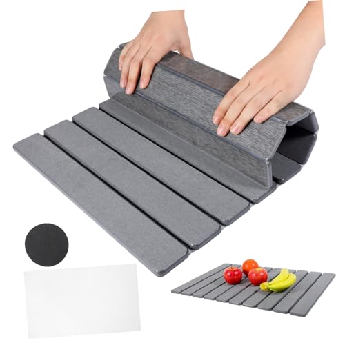 GLEAVI Schnelltrocknende Stein trocknungsmatte Faltbar aus Diatomit Wasserabsorbierende Küchen Badmatte rutschfest Stilvolles Design für Arbeitsplatte und Spüle von GLEAVI