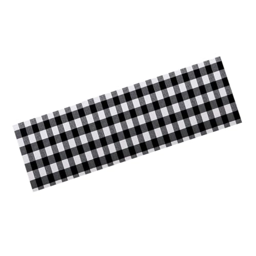 GLEAVI Schwarz -weiß -gittertischflagge Hochzeit Schwarzes Tischtuch Abdeckung Tischdeckenparty Gestreifte Tischdecke Brauner Esstisch Tischdecke Kaffeetischdecke Leinenimitat von GLEAVI