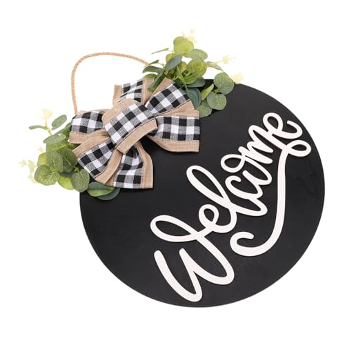 GLEAVI Holz Willkommensschild Rund Schwarz Zum Aufhängen -Dekoration Für Haustür Kranz Für Veranda Im Freien GLEAVI Holz Willkommensschild Rund Schwarz Zum Aufhängen -Dekoration Für Haustür Kranz Für Veranda Im Freien von GLEAVI