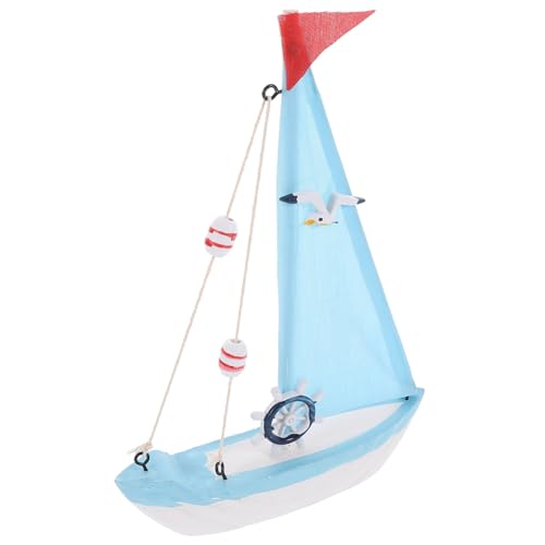 GLEAVI Segelbootmodell Aus Holz Dekorationen Blau Wanddekoration Mini-segelboot-modelldekoration Bausatz Real Büro-segelboot-Dekoration Nautisch Segelbootdekor Harz von GLEAVI