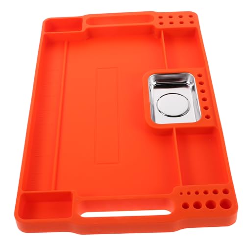 GLEAVI Silicone Werkzeugablage mit Edelstahlplatte Hitzebeständig und Rutschfest Multifunktionales Organizer-tablett mit Fächern für Autoreparatur und Werkstattgebrauch Robust und von GLEAVI