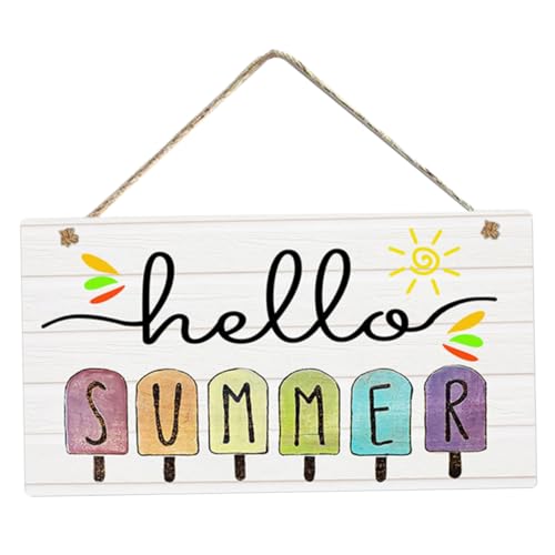GLEAVI Sommer Holzschild Zum Aufhängen Sommer Türschild Aus Holz Hängeornament Für Türdekor Wandholzschild Für Drinnen Und Draußen Sommertürschild Für Haus Und Garten von GLEAVI