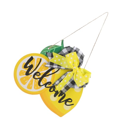 GLEAVI Sommer Willkommensschild Zitrone Holz Türhänger Für Haustür Frühlings Dekoration Outdoor Schilder von GLEAVI