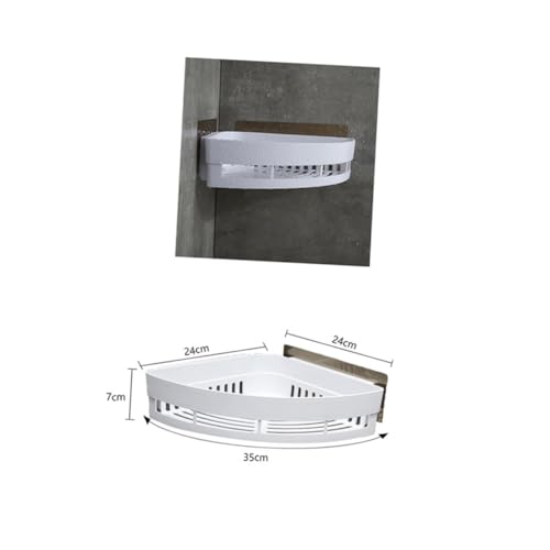 GLEAVI Stark Haftendes Bohrfreies Dreieck badezimmerregal aus Weißem Abs Kunststoff Wandmontierter Eckaufbewahrungskorb mit Großem Fassungsvermögen für Shampoo Duschgel und von GLEAVI