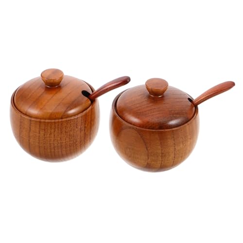 GLEAVI Teiliges Gewürzbehälter Holz mit Deckel und Löffel Kompakte Gewürzdosen für Salz Zucker Pfeffer Multifunktionale Küchenaufbewahrung für Gewürze und Kräuter Platzsparend und von GLEAVI