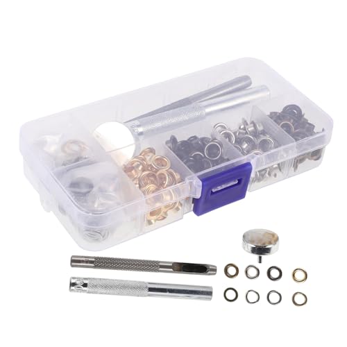 GLEAVI Teiliges Metall kupfer ösen mit Werkzeug und Aufbewahrungsbox Leichte Hohlgeformte Ösen in Farben für Kleidung Taschen Schuhe Vielseitig Einsetzbar und Einfach zu Montieren von GLEAVI