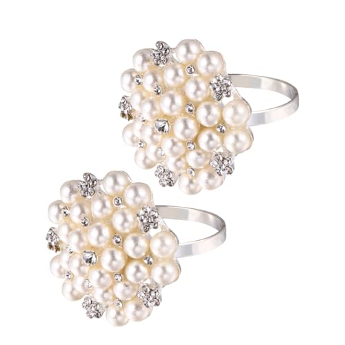 GLEAVI Teiliges Silberne Serviettenringe mit Diamant und Perlenverzierung Verchromt Eleganter Napkin Holder für Festliche Anlässe Wiederverwendbar und Dekorativ von GLEAVI