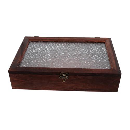 GLEAVI Vintage Holz Schmuckbox mit Glasfenster Aufbewahrungsbox für Schmuck und Kleinigkeiten Große Kapazität Dekorativ für Schminktisch oder Schreibtisch GLEAVI Vintage Holz Schmuckbox mit Glasfenster Aufbewahrungsbox für Schmuck und Kleinigkeiten Große Kapazität Dekorativ für Schminktisch oder Schreibtisch von GLEAVI