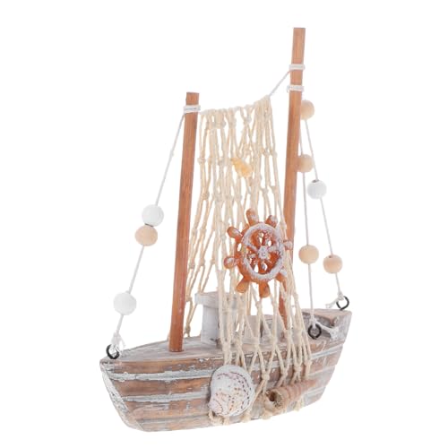 GLEAVI Vintage Holz Segelboot Modell mit Muschel Netz-dekor Kompakte Nautische Küsten-Dekoration für Büro Wohnzimmer Schlafzimmer für Strandpartys und Meeres Wohnaccessoires GLEAVI Vintage Holz Segelboot Modell mit Muschel Netz-dekor Kompakte Nautische Küsten-Dekoration für Büro Wohnzimmer Schlafzimmer für Strandpartys und Meeres Wohnaccessoires von GLEAVI