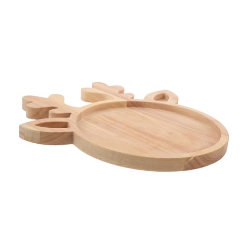 GLEAVI Weihnachtliches Holztablett mit Rentierform Multifunktionales Servierbrett für Snacks Käse Desserts Dekoratives Rundtablett für Festliche Anlässe und Alltag Glatte Oberfläche von GLEAVI