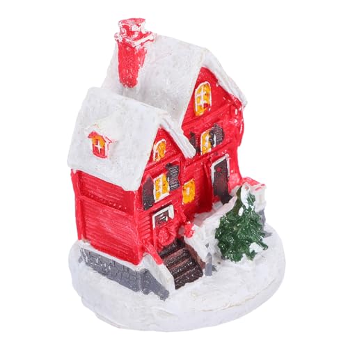 GLEAVI Weihnachtsschnee-Haus-verzierung Weihnachtsschmuck Mooslandschaftsdekoration Weihnachtsfigur Auf Dem Tisch Feengartenzubehör Terrarienverzierung Harz Rot von GLEAVI