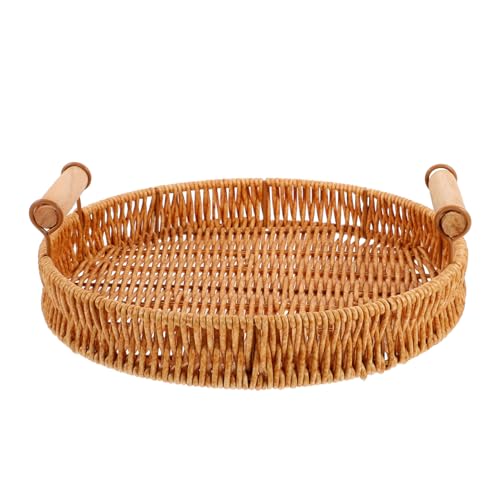 GLEAVI Wiederverwendbarer Obst und Brotkorb aus Imitation Rattan mit Holzgriff für Küche und Stilvolles Aufbewahrungskörbchen für Snacks und Dekoration GLEAVI Wiederverwendbarer Obst und Brotkorb aus Imitation Rattan mit Holzgriff für Küche und Stilvolles Aufbewahrungskörbchen für Snacks und Dekoration von GLEAVI