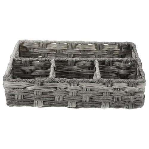 GLEAVI Woven Organizer Box mit Vier Fächern Stabile Kombination Vielseitiger Aufbewahrungskorb für Bad Büro Schreibtisch Stapelbar Leicht zu Reinigen GLEAVI Woven Organizer Box mit Vier Fächern Stabile Kombination Vielseitiger Aufbewahrungskorb für Bad Büro Schreibtisch Stapelbar Leicht zu Reinigen von GLEAVI