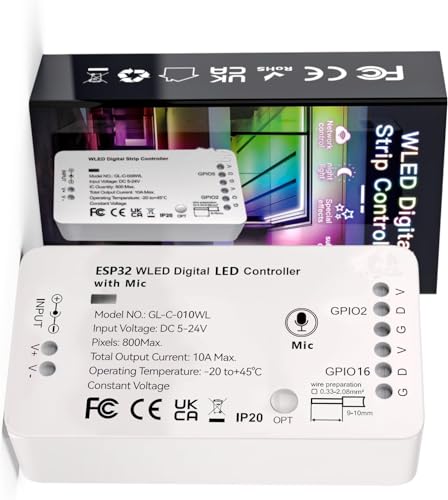 ESP32 WLED Strip Light Controller with Mic Addressable LED Controller RGB RGBW WS2812B SK6812 WS2811 TM1814 WS2813 WS2815 5-24V ESP32 ESP32 WLED Strip Light Controller with Mic Addressable LED Controller RGB RGBW WS2812B SK6812 WS2811 TM1814 WS2813 WS2815 5-24V ESP32 von GLEDOPTO