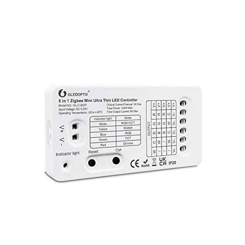 GLEDOPTO 5-in-1 Zigbee Mini RGBCCT RGBW Dimmer LED Controller DC5-24V IP20 Gateway APP Sprach RF Fernbedienung von GLEDOPTO