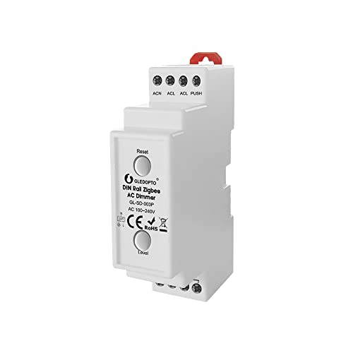 GLEDOPTO DIN Schiene Zigbee AC Dimmer Schalter Einstellbar und Helligkeit LED Anschluss Kompatibel mit HU*E Alexa Tuya SmartThings App RF Remote Control von GLEDOPTO