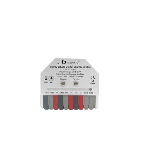 GLEDOPTO ESP32 Mini WLED Controller mit Mic DIY Music Dynamic Digital Modi WS2811 WS2812 SK6812 TM1814 WS2813 WS2815 Strip von GLEDOPTO