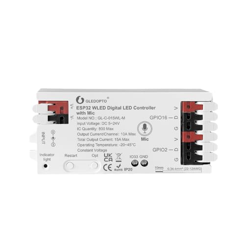 GLEDOPTO ESP32 WLED LED Controller Mic Microphone Music Dynamic RGB IC DIY App WS2811 WS2812 SK6812 TM1814 WS2813 WS2815 Strip GLEDOPTO ESP32 WLED LED Controller Mic Microphone Music Dynamic RGB IC DIY App WS2811 WS2812 SK6812 TM1814 WS2813 WS2815 Strip von GLEDOPTO