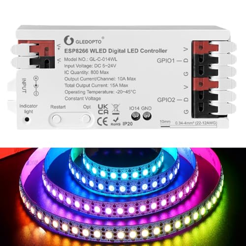 GLEDOPTO ESP8266 WLED Digitaler LED Controller DIY Beleuchtungs App Steuerung für WS2811, WS2812, WS2812B, FL19038, SK6812, SM16703P, WS2815, TM1814 adressierbare FCOB Lichtleisten GLEDOPTO ESP8266 WLED Digitaler LED Controller DIY Beleuchtungs App Steuerung für WS2811, WS2812, WS2812B, FL19038, SK6812, SM16703P, WS2815, TM1814 adressierbare FCOB Lichtleisten von GLEDOPTO