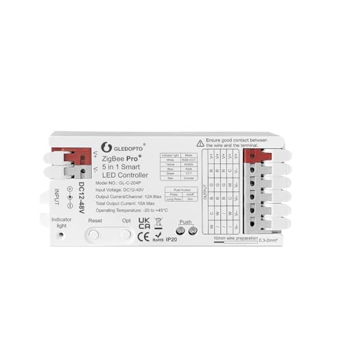 GLEDOPTO LED Controller ZigBee3.0 Pro 5 Modi in 1 RGBCCT RGBW RGB CCT Dimmer DC 12-48V 15A Max PWM Dimming LED Strip Alexa Tuya GLEDOPTO LED Controller ZigBee3.0 Pro 5 Modi in 1 RGBCCT RGBW RGB CCT Dimmer DC 12-48V 15A Max PWM Dimming LED Strip Alexa Tuya von GLEDOPTO