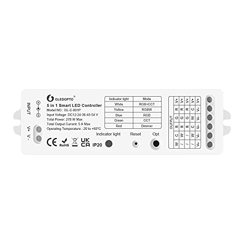 GLEDOPTO Smart Zigbee LED Controller 5 in 1 RGBCCT/RGBW/WWCW/Dimmer Fit For TV Background Bedroom Corridor Kitchen Living Room von GLEDOPTO