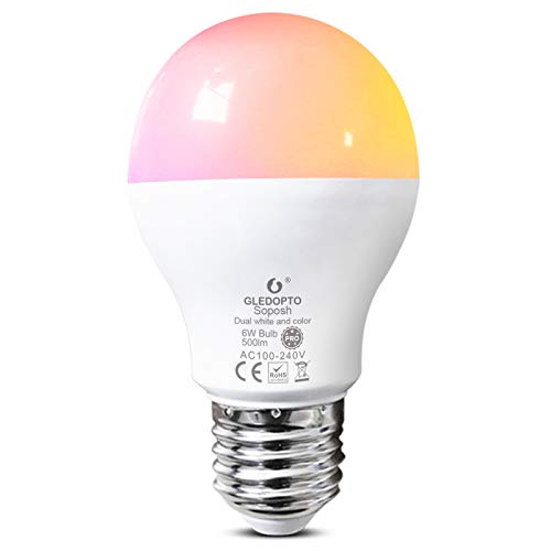 GLEDOPTO Pro Serie ZigBee Leuchtmittel E27, E14, Gu10, Mr16, Gu5.3 mit RGB-CCT Farbwechsel Warmweiß(2000K) und Kaltweiß(6500K) in einem für Gateways und Hubs (E27 6W) von GLEDOPTO