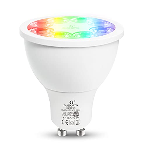 GLEDOPTO Pro Serie ZigBee Leuchtmittel E27, E14, Gu10, Mr16, Gu5.3 mit RGB-CCT Farbwechsel Warmweiß und Kaltweiß in einem für Gateways und Hubs (Gu10 4W) von GLEDOPTO