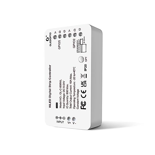 GLEDOPTO WLED Addressable Strip Controller ESP8266 Web Server for Controlling NeoPixel (WS2812B, WS2811, SK6812) LEDs or SPI-based Chipsets 5-24 Volt WiFi Smart LEDs Home Installation von GLEDOPTO