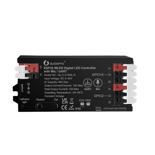 GLEDOPTO WLED Controler digitale adressierbare LED Stripe WS2811, WS2812B, SK6812, WS 2801 APA 012, APA104 (WLED Gen.2 UART) von GLEDOPTO