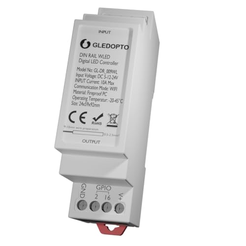 GLEDOPTO WLED Controler digitale adressierbare LED Stripe WS2811, WS2812B, SK6812, WS 2801 APA 012, APA104 (WLED Hutschiene) von GLEDOPTO