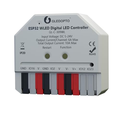 GLEDOPTO WLED Controler digitale adressierbare LED Stripe WS2811, WS2812B, SK6812, WS 2801 APA 012, APA104 (WLED Mini) von GLEDOPTO