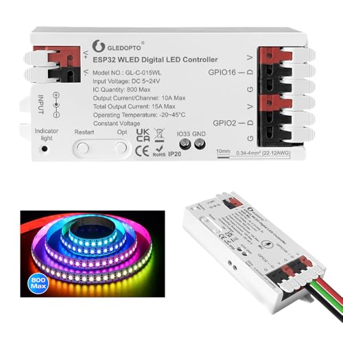 GLEDOPTO WLED Controller LED Streifen Controller 5-24V Dynamischer Modus App Steuerung FCOB Adressierbarer Streifen für WS2811 WS2812 SK6812 TM1814 WS2813 WS2815 GLEDOPTO WLED Controller LED Streifen Controller 5-24V Dynamischer Modus App Steuerung FCOB Adressierbarer Streifen für WS2811 WS2812 SK6812 TM1814 WS2813 WS2815 von GLEDOPTO