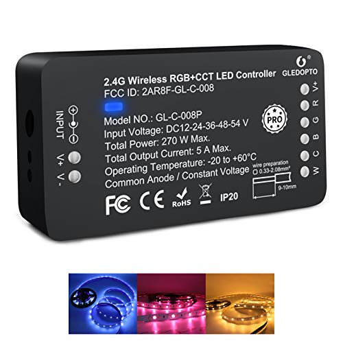 GLEDOPTO ZigBee 3.0 LED Controller Pro RGB RGBW Strip Controller Smart APP Sprachsteuerung funktioniert mit Amazon Echo Plus RF（Wide Voltage DC12V-24-36-48-54V） von GLEDOPTO