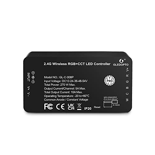 GLEDOPTO ZigBee 3.0 RGBCCT LED-Controller mit Reset-Taste für RGB WWCW Streifen-Licht-App-Sprachsteuerung (ZigBee Hub erforderlich) von GLEDOPTO