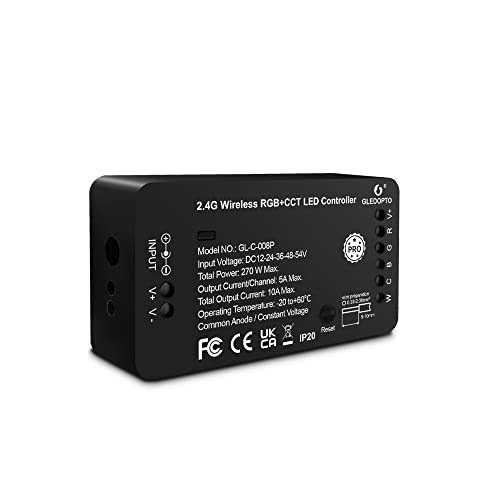 GLEDOPTO Zigbee 3.0 Reset Button Smart LED Strip Controller RGBCCT Pro Work with Tuya SmartThings App Alexa RF Remote Control (PRO RGBCCT) von GLEDOPTO