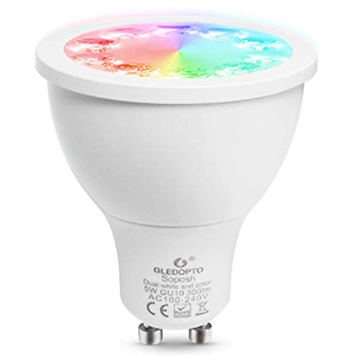 GLEDOPTO Zigbee Bulb Smart Spot 5W Dual White and Colour LED GU10 30 Degree Angle Beam, Works with Zigbee 3.0 Hub Bridge Require (Hub Required) von GLEDOPTO