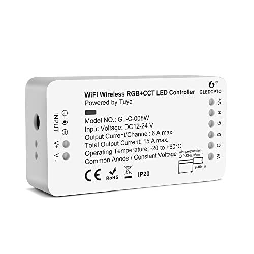 LED ZigBee Controller Steuergerät für LED Stripe einfarbig, CCT Warmweiß Kaltweiß, RGBW oder RGBWW und RGB+CCT WRGBWW (Wifi Controller) von GLEDOPTO