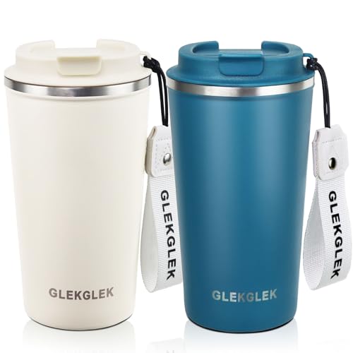 510ml Reise Kaffeebecher mit Deckel 2er-Pack Thermobecher Kaffee to go, Travel Coffee Cup für Damen Herren Reisen 510ml Reise Kaffeebecher mit Deckel 2er-Pack Thermobecher Kaffee to go, Travel Coffee Cup für Damen Herren Reisen von GLEKGLEK