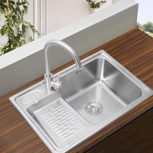 66 × 45 Cm/26 × 17,7 Zoll Küchenspüle Mit Wasserhahn, Balkon-Waschbecken Mit Abflussset Und Reibbrett-66-45cm Grey C 66 × 45 Cm/26 × 17,7 Zoll Küchenspüle Mit Wasserhahn, Balkon-Waschbecken Mit Abflussset Und Reibbrett-66-45cm Grey C von GLETSF