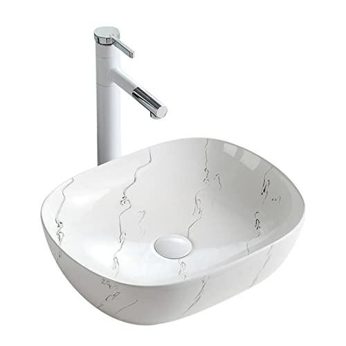 Badezimmer-Waschbecken, Aufsatzwaschbecken, Kleine Keramikspüle, Modernes Aufsatzwaschbecken, Künstlerisches Weißes Marmormuster, Badezimmer-Waschtisch Mit Pop-Up-Abfluss-A-One Size Badezimmer-Waschbecken, Aufsatzwaschbecken, Kleine Keramikspüle, Modernes Aufsatzwaschbecken, Künstlerisches Weißes Marmormuster, Badezimmer-Waschtisch Mit Pop-Up-Abfluss-A-One Size von GLETSF