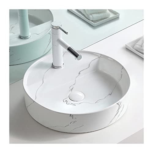 Badezimmer-Waschbecken, Aufsatzwaschbecken, Kleine Keramikspüle, Modernes Aufsatzwaschbecken, Künstlerisches Weißes Marmormuster, Badezimmer-Waschtisch Mit Pop-Up-Abfluss-B-One Size Badezimmer-Waschbecken, Aufsatzwaschbecken, Kleine Keramikspüle, Modernes Aufsatzwaschbecken, Künstlerisches Weißes Marmormuster, Badezimmer-Waschtisch Mit Pop-Up-Abfluss-B-One Size von GLETSF