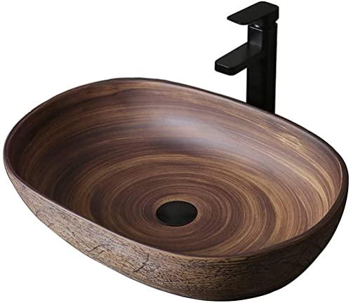 Badezimmer Waschbecken Waschbecken Über Der Theke, Waschbecken Tops Retro Arbeitsplatte, Großes Keramik Waschbecken, Ovales Waschbecken Im Antiken Kunststil von GLETSF