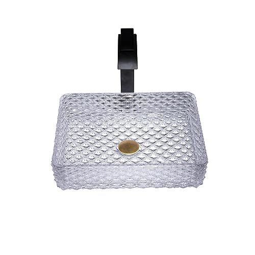 Exquisites Rechteckiges Waschbecken-Set Aus Glas, 13 X 17 Zoll Über Der Theke, Aufsatzwaschbecken Aus Gehärtetem Glas Mit Wasserhahn Und Pop-Up-Ablaufgarnitur von GLETSF