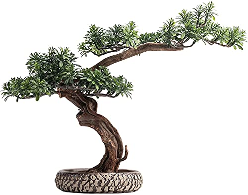 GLETSF 13 Zoll Künstlicher Bonsai-Baum Im Topf, Simulierte Bonsai-Kieferngrünpflanze, Dekoration Für Schreibtisch, Zuhause, Büro von GLETSF
